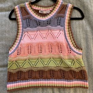 Zara Multicolor Striped Sleeveless Sweater